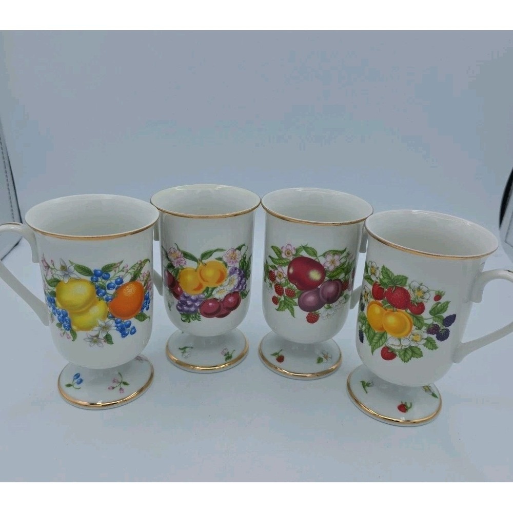 Vintage Lenox Orchard Hostess Set Of 4‎ Fine Porcelain Tea Cups
